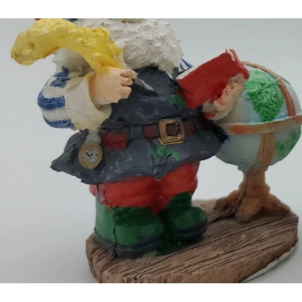 Vtg 1996 Handpainted Hermitage Pottery Santa Claus Set of 2 Blue List Globe 3.5